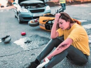 Female Still In Shock After Getting Hit By Car With Motorcycle