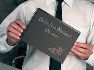 Defective Medical Devices with inscription on the piece of paper