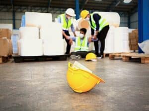 Dangerous accident in warehouse during work