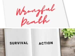 a mock up with wrongful death vs survival action words printed